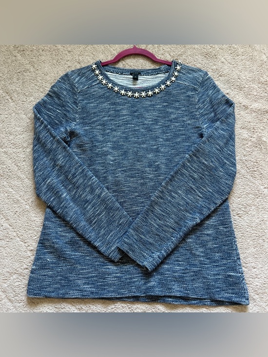 J. Crew Sweaters - J. Crew Marled Cotton Embellished Neck Crewneck Preppy Minimalist Lagenlook Sz M